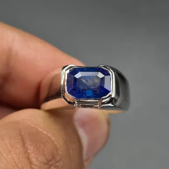 Mens Sapphire Ring Natural Royal Blue Ceylon Sri lanka sapphire Rings handmade